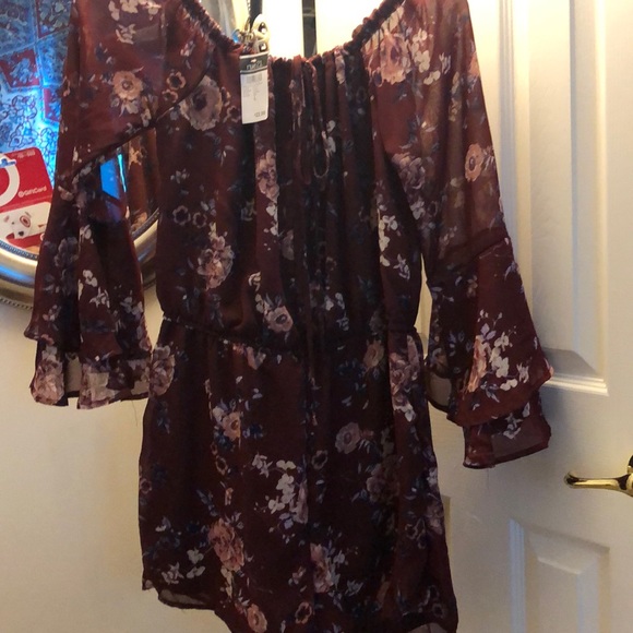 Maroon Rue21 Floral Romper - Picture 2 of 4
